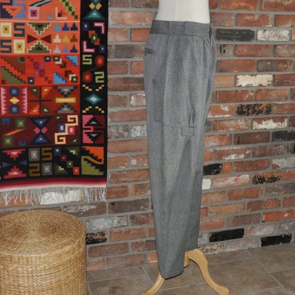 Vintage 80s Le Chateau Grey Calico Yellow Floral Oversized Barrel Pants 34 - Picture 4 of 9